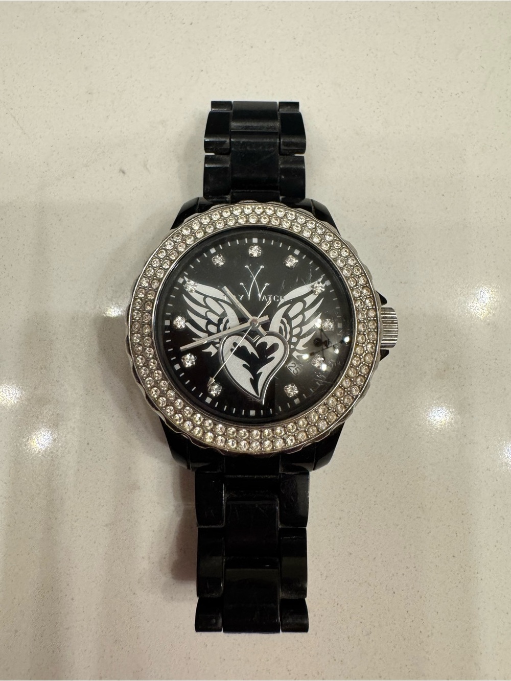 Toy Watch (brand) Black Women's Crystal-Trim Watch with Winged Heart Dial